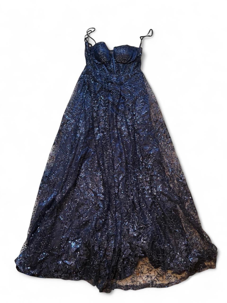 Windsor Navy Sequin Dress With Purple Tag